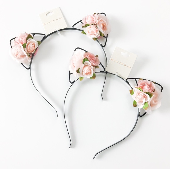 Riviera Accessories Vintage Pink Flower Cat Ears Poshmark